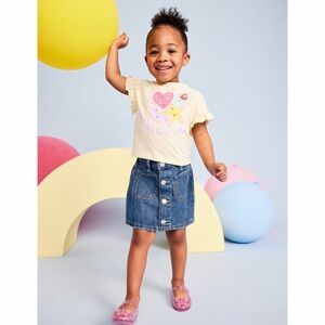 Old Navy Denim Skirt 2T Blue Button Front Adjustable Waist Kids